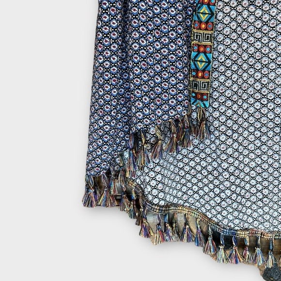 Umgee Mixed Print Tassel Detail Open Front Kimono Wrap M/L - Picture 4 of 10